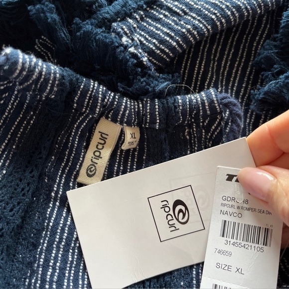 Ripcurl Striped 100% Cotton Short Romper Elastic Waist Pull On XL - Picture 4 of 8